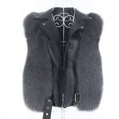 2020 New Fur Vest Fox Fur Genuine Leather Outerwear Detachable Streetwear Locomotive Real Fur Jacket