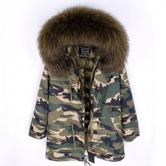 New Arrival Women Real Super Large Raccoon Fur Parka Down Feather Lining Jackets Fashion Winter Warm Coat