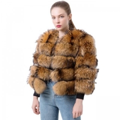 Factory Supply Customize Short Style Real Women's Raccoon Fur Jacket Natural Fur Coats