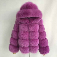 New Women Winter Fox Fur Hood Jacket