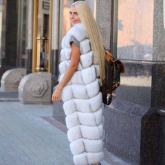 2021 Women Winter Fashion Long style Real Fox Fur Vest