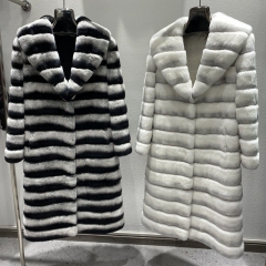 Long Style Winter Women Chinchilla Rex Rabbit Coat Lady Rex Rabbit Fur Coat.