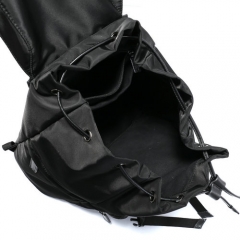 Men's nylon backpack with leather trims