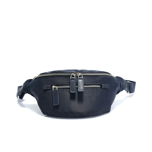 Men's nylon waistbag with leather trims
