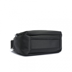 Men's nylon shoulder bag with leather trims