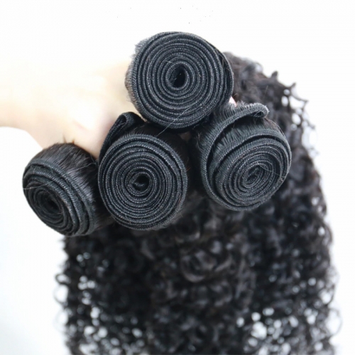 (3PCS+1) 3PCS/4PCS 100% Human Hair Natural Color Curly Bundles-9A &amp; 1PC 4x4 Lace Closure Free Part