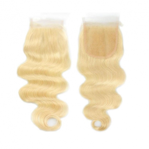 100% Human Hair #613 Blonde 4x4 Lace Closure Body Wave with Baby Hair