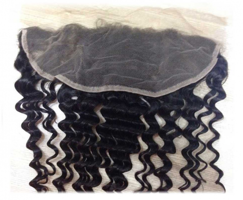 100% Human Hair Natural Color Curly 13x4 Lace Frontal with Baby Hair