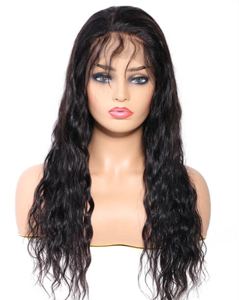 100% Virgin Hair Natural Color Lace front Wig Water Wave with Baby Hair