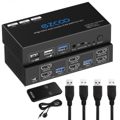 HDMI Switch 8K 4x1 4K 120Hz VRR G/Sync CEC ARC Atmos - HDMI 2.1 Switcher 4  in 1 Out 240Hz 144Hz HDCP Bypass 4 Port Selector,IR Remote for QLED Game