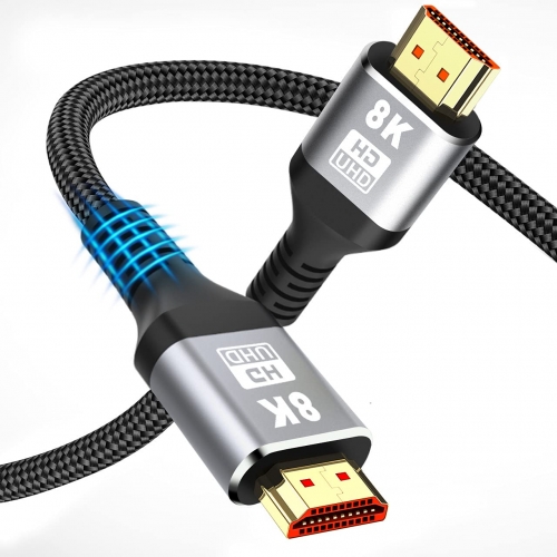HDMI Cable 6 ft support 8K@60Hz 4:4:4 HDR, 4K120Hz up to 48G/bps bandwidth, eARC,26AWG