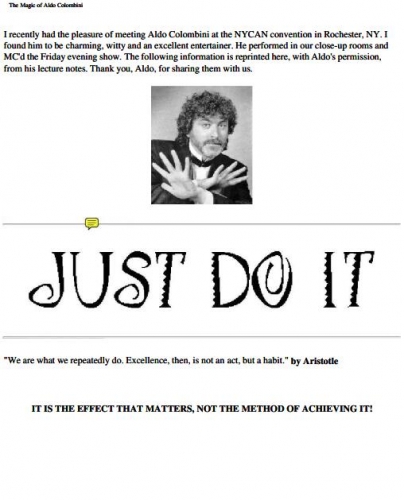 Just Do It! Lecture Notes by Aldo Columbini