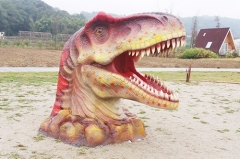 Cabeza de dinosaurio de fibra de vidrio para niños