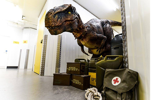 Traje de dinosaurio animatronic ambulante para el espectáculo escénico
