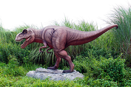 Escultura de dinosaurio de fibra de vidrio de tamaño natural