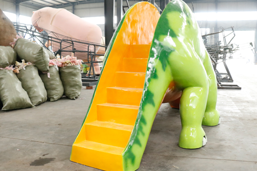 Diapositiva personalizada de dinosaurio escultura de fibra de vidrio para parque infantil