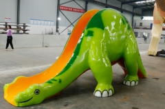 Diapositiva personalizada de dinosaurio escultura de fibra de vidrio para parque infantil