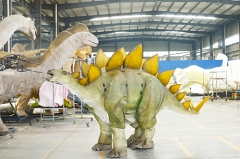 Realistic Adult Double Stegosaurus Dinosaur Costume In Outdoor Park