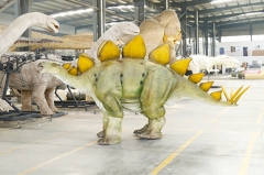 Realistic Adult Double Stegosaurus Dinosaur Costume In Outdoor Park