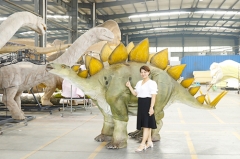 Realistic Adult Double Stegosaurus Dinosaur Costume In Outdoor Park