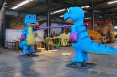 Cartoon dinosaur shake the cradles