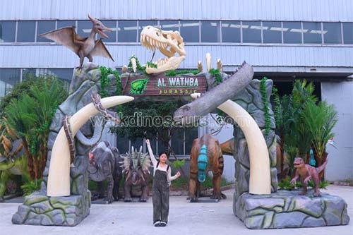 The gate of dinosaur theme park