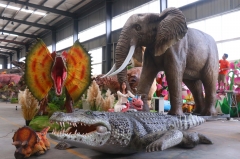 Life-Size Animatronic Elephant, Crocodile & Dinosaur Exhibit Props Scene
