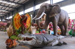 Life-Size Animatronic Elephant, Crocodile & Dinosaur Exhibit Props Scene