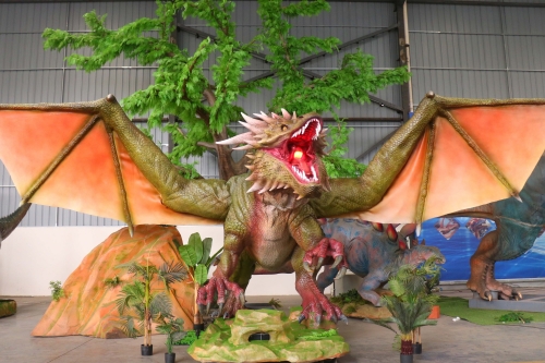 Giant Animatronic Western Dragon Statue Large Outdoor Dragon Model for Festival & Theme Park Decoration