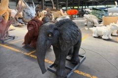 Animatronic Orangutan and Baby Elephant Realistic Life Size Simulation Animal Robot for Theme Park Zoo Museum Decoration