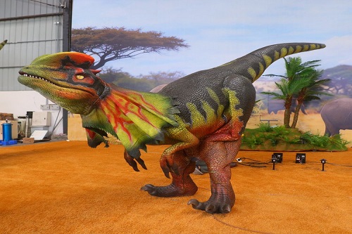 Life-size Dilophosaurus Walking Dinosaur Costume with Roaring Sound and Opening Frill