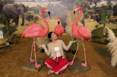 Life Size Animatronic Flamingo Realistic Silicone Bird Model 1.2m Moving Wings Head Sound for Shopping Mall Bird Park Decor