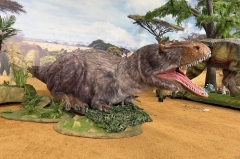 Animatronic Dinosaur Yutyrannus Feathered Life Size 8m Robotic Model with Sleeping Posture for Theme Park