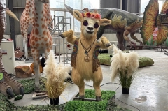 Life Size Animatronic Goat 1.5m Robotic Animal Model with Realistic Fur for Theme Park Zoo Mall Display