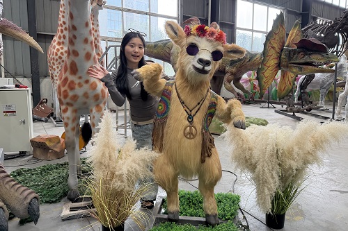 Life Size Animatronic Goat 1.5m Robotic Animal Model with Realistic Fur for Theme Park Zoo Mall Display