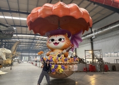 Customized Giant Halloween Rotating Cat Display 5.5m Pumpkin Canopy Holiday Decoration for Theme Park Mall