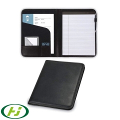 High Quality Fashion Office Conference Zipper Black PU Leather Business A4 Portfolio Folder