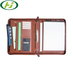 High Quality Fashion Office Conference Zipper Black PU Leather Business A4 Portfolio Folder