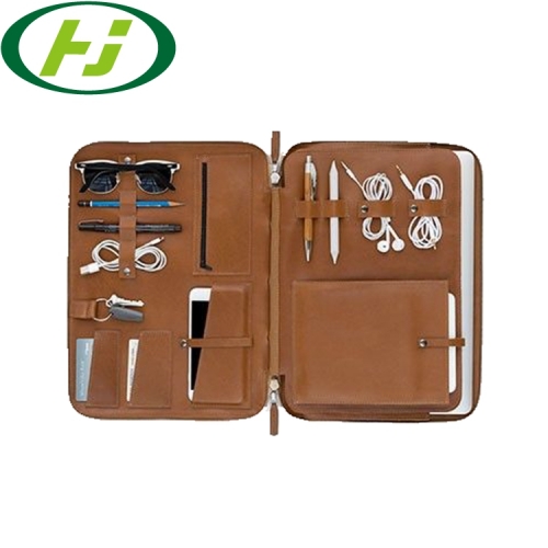 High Quality Custom PU Leather Business A4 Portfolio File Folder with Pen Holder for Office Organizer