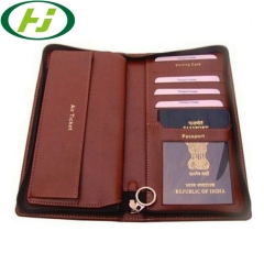 New Design Genuine Leather and Canvas Passport Holder With Debossed Logo