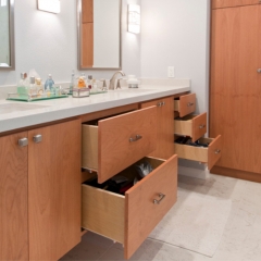 Stained maple vanity