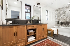 Stained oak shaker vanity