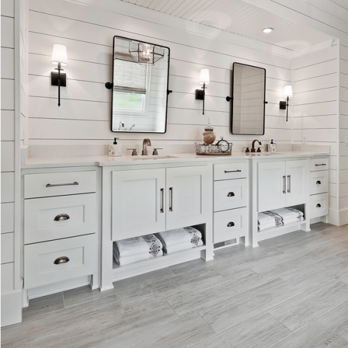 White painted American style vanity