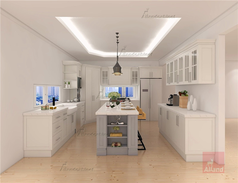 Allandcabinet contemporary white and grey shaker kitchen cabinet