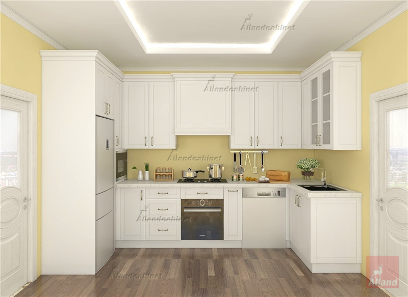 Allandcabinet contemporary design white solid wood kitchen cabinet