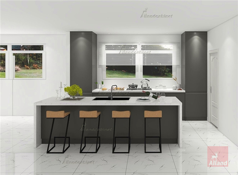 Allandcabinet ultra-modern style gray and white painting kitchen cabinet