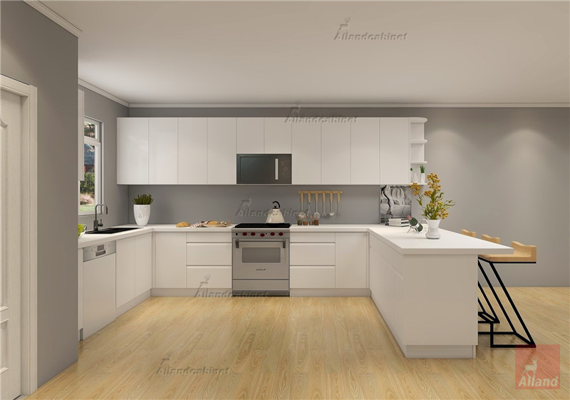 Allandcabinets modern white painting kitchen cabinet in shaker doors
