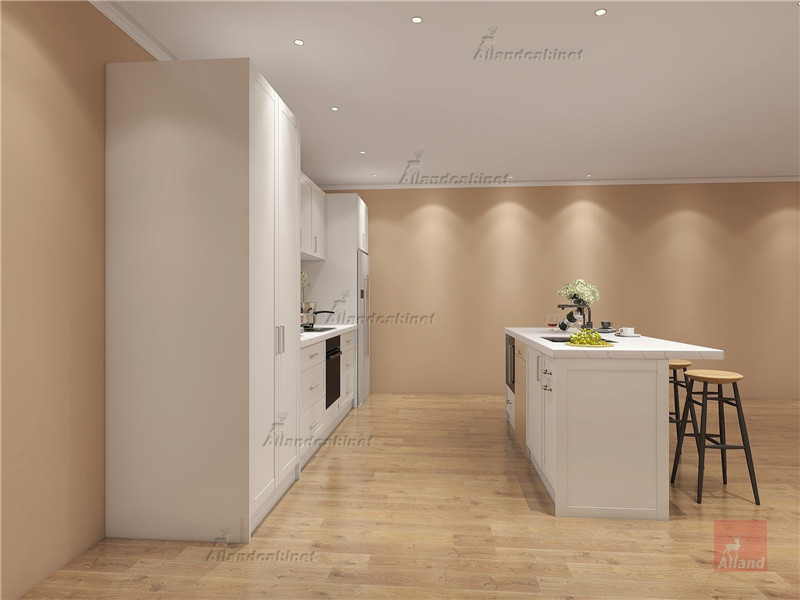 Allandcabinet ulter-modern white shaker kitchen cabinet with island design