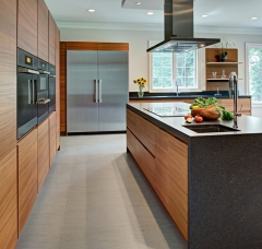 Wood veeneer&lacquer modern kitchen cabinet-Allandcabinet