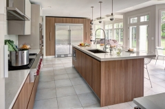 Scandinavian lacquer and wood veneer kitchen cabinet design- Allandcabinet